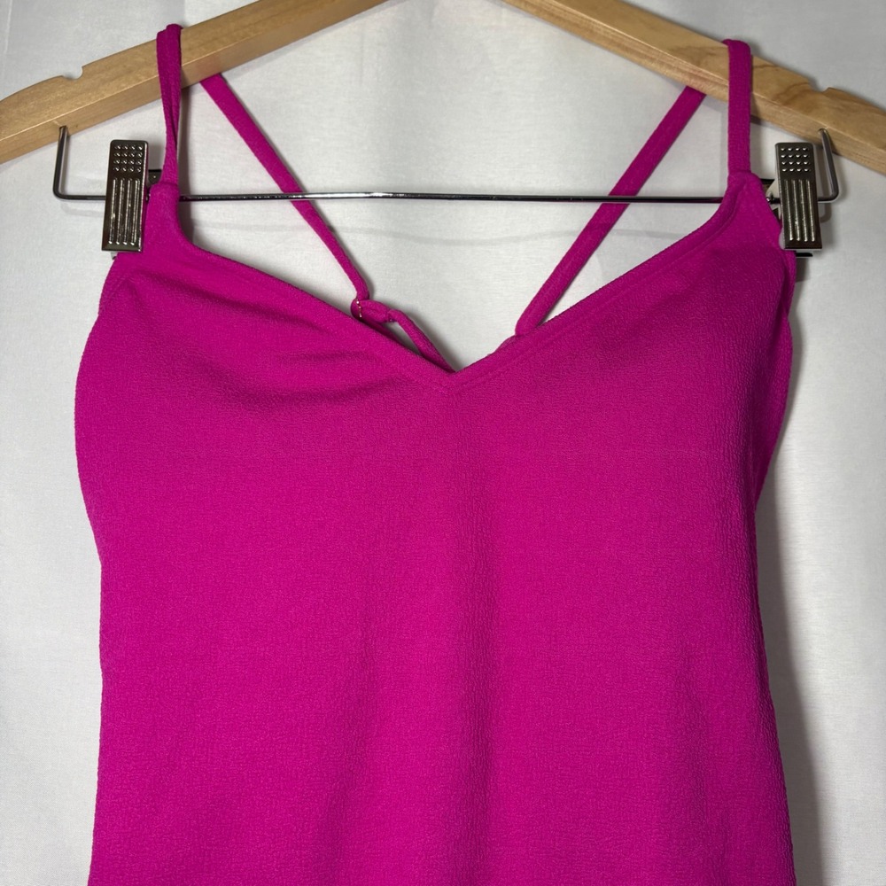 Shade & Shore Womens Pink Textured One Piece Swimsuit V-Neck Cross Back Small - Picture 2 of 7